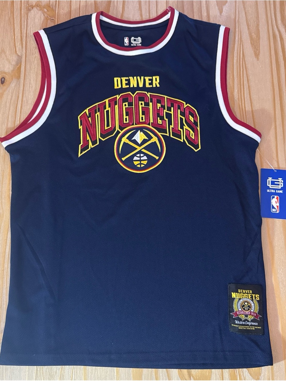 NBA Denver Nuggets Jersey Tank Top Polyester Embroidered Basketball NWT BIk Sz M